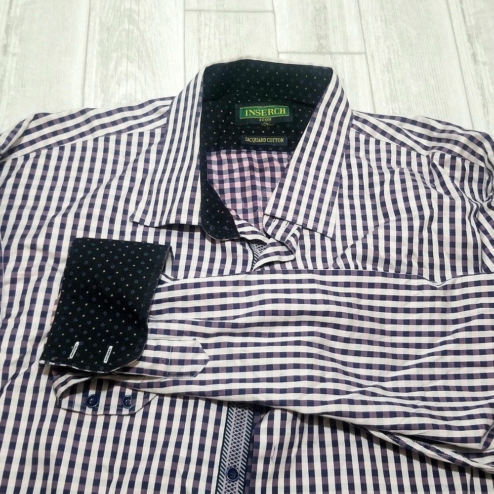 Inserch mens 4XL button up shirt flip cuff